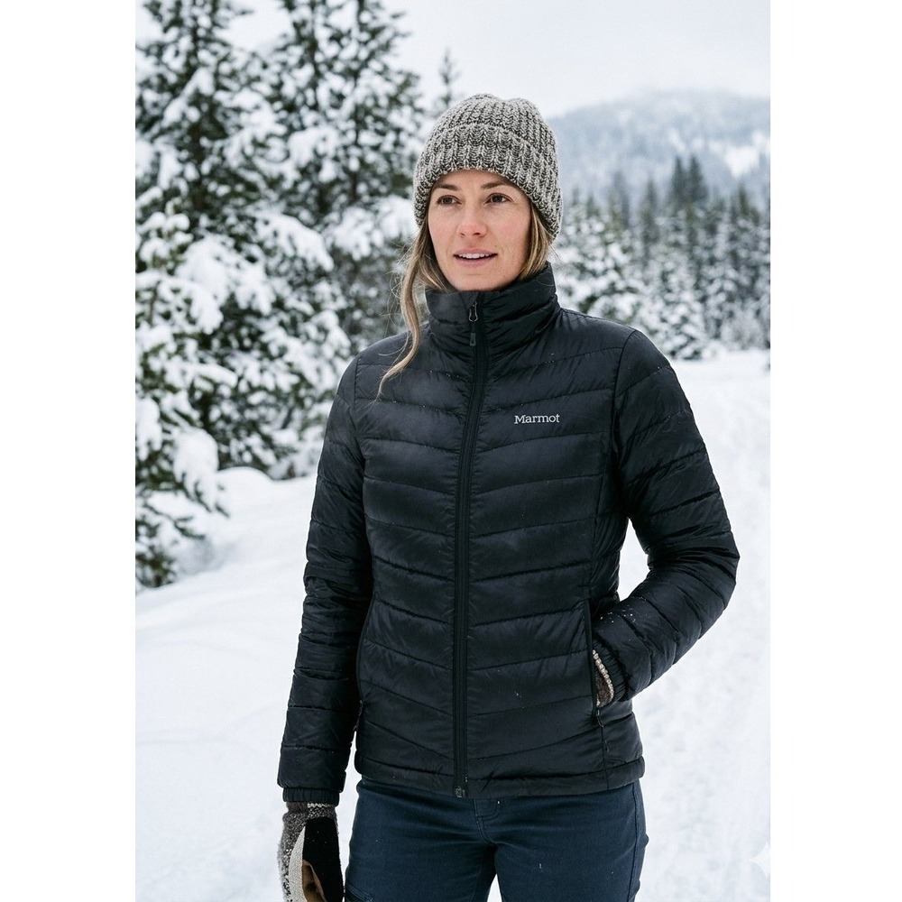 Marmot Highlander Down Jacket Womens M Black 800 Fill Insulated Puffer